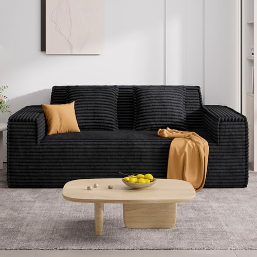 Aivermeil Boneless Couch Cord Sofa mit Schlaffunktion Modernes Wolken-Sofa für Wohnzimmer & Balkon 2-3 Sitzer Keine Montage Schwarz