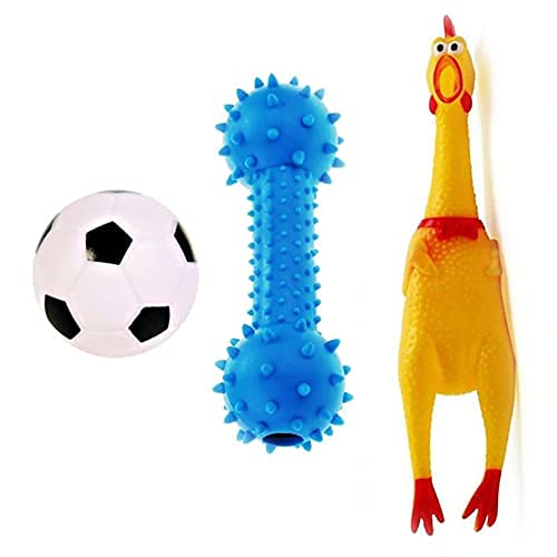 Dog Trust Dog & Puppy Rubber Chew Toys Combo- Football, Silicon Dumbbell, Squeaky Chicken (Large) (Pack of 3 Pcs) (B09DYWQ3FL) Amazon Price History, Amazon Price Tracker