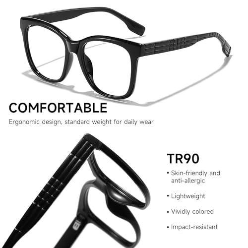 Image of Oversized Square Blue Light Blocking Glasses for Women and Men - Gaming & Computer Anti-Fatigue