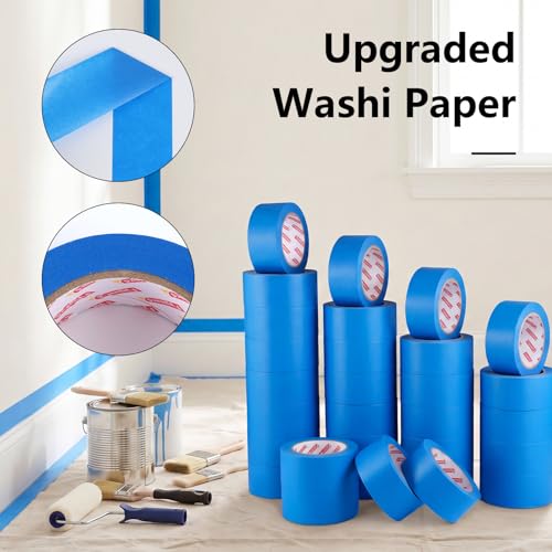 Image of 30 Rolls Blue Painters Tape 2 Inch Wide Bulk Masking Tape for Wall Painting