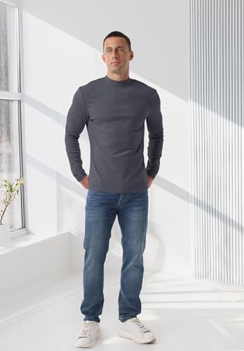 Askdeer Men's Thermal Shirts Long Sleeve Mock Neck T-Shirts Cotton Pullover Base Layer Thermal Underwear Tops4