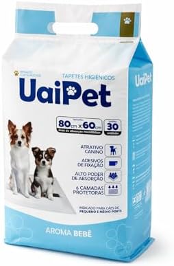 TAPETE HIGIÊNICO UAIPET PREMIUM 80cmx60cm C/30 - AROMA BEBÊ