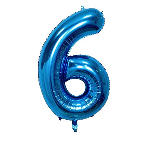 風船 バルーン 青 飾り付け 数字6 ナンバー 32インチ 大きい 誕生日 ハッピーバースデー 記念日 パーティー