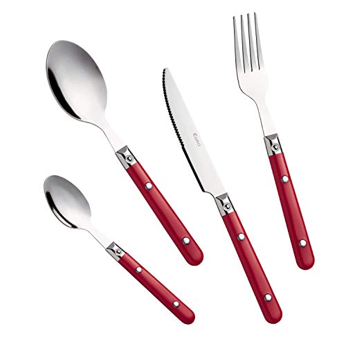 Conjunto de Talheres, Rebite, 24 peças, Vermelho, Euro