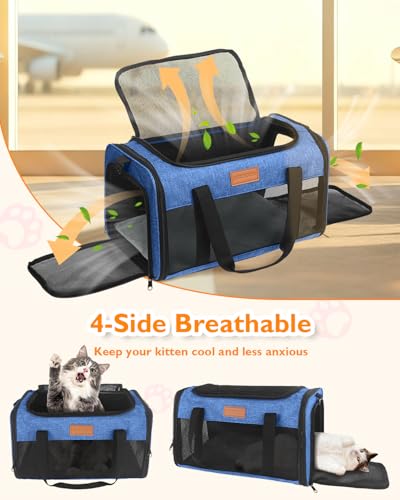 Image of PETUX Airline Approved Pet Carrier for Small Cats up to 12 lb, Blue