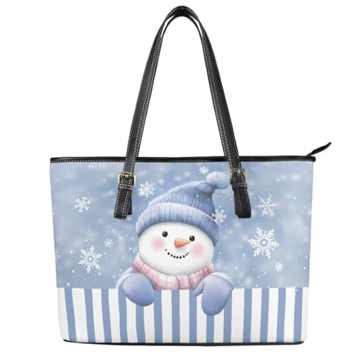Image of Coldinair Christmas Leather Tote Bag for Women with Zipper Large Shoulder Tote Bag Shopping Casual Travel Bag Handbag Purse