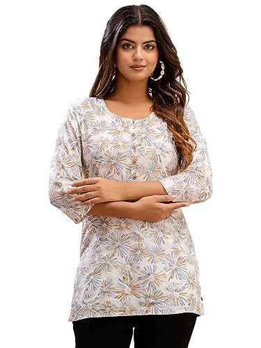 Image of feranoid Women Cotton Printed Straight Short Kurti