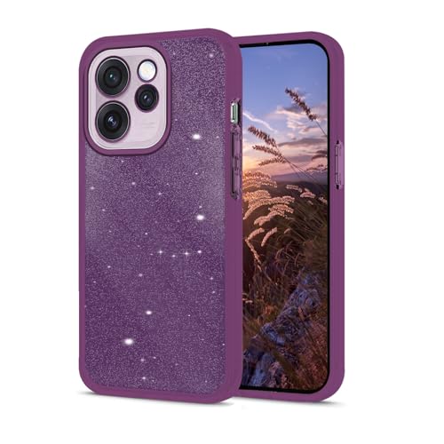 Wousunly Compatible with Oppo Reno 15 Pro 5G Case Clear Glitter Sparkly Bling Back Cover,Phone Case for Reno 15 Pro 5G Slim Silicone Shockproof Protection for Girls Women Crystal (Dark Purple)