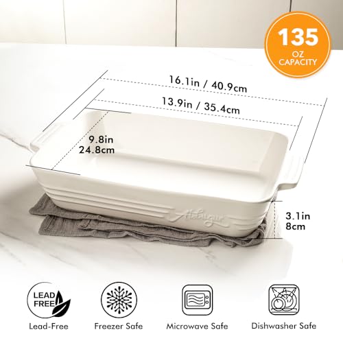 Casserole Dishes for Oven, Casserole Dish,9x13 Baking Dish with Handles Deep and Large Capacity,Cooking Dishes for Casseroles Lasagnas Roasted Vegetables Great Kitchen Gifts, White - Image 3