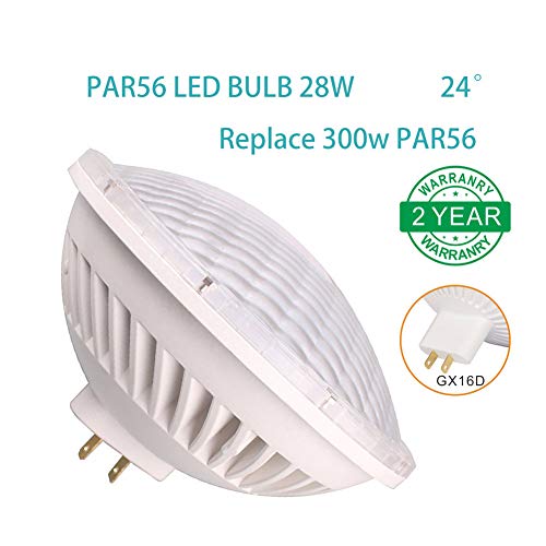 Baoming Par-56 Led Bulb Dimmable 28W Cool White (6000~6300K) Smd Led Spot Light 24°Beam Angle Replace Standard Par 56 300 Watt Light Ac/120V Base Type: Gx16D #TOP1