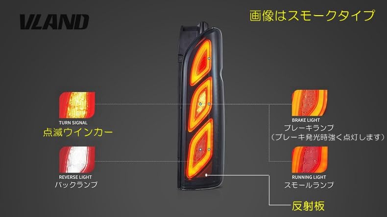 Amazon | VLAND 200系ハイエース用 LEDテールランプ レジアスエース
