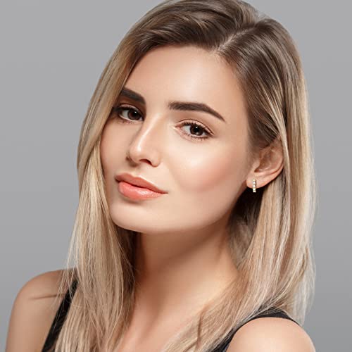 Ainuoshi Moissanite Hoop Earrings For Women, D-E Color Moissanite Simulated Diamond, 925 Sterling Silver With 14K Gold Plating, Hypoallergenic,Jewelry Box Packed Christmas New Year Jewelry Gifts #TOP6