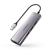 UGREEN Hub USB a Ethernet Adaptador USB 3.0 a 1000 Gigabit Ladrón USB a RJ45 con 3 USB Puertos para...
