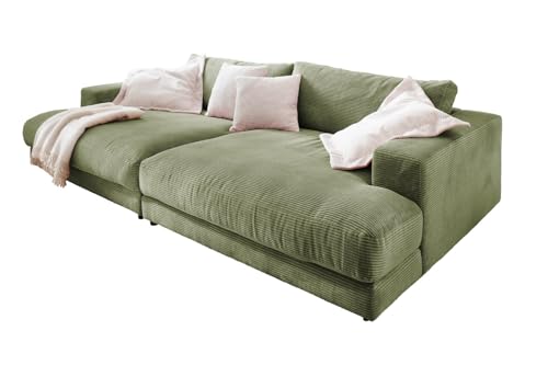 KAWOLA Big Sofa Madeline - Megacouch Sofa, Cord Olivgrün | Moderne Wohnlandschaft XXL | Ideal für Wohnzimmer