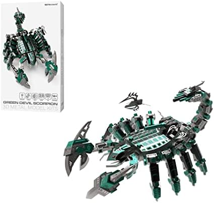 Microworld 3D Metal Puzzle, Mechanical Green Devils Scorpion Metal Model Kits, DIY Challenge 3D Puzzle for Adult, Brain Teaser Art Craft Home Decor Toy for Teen