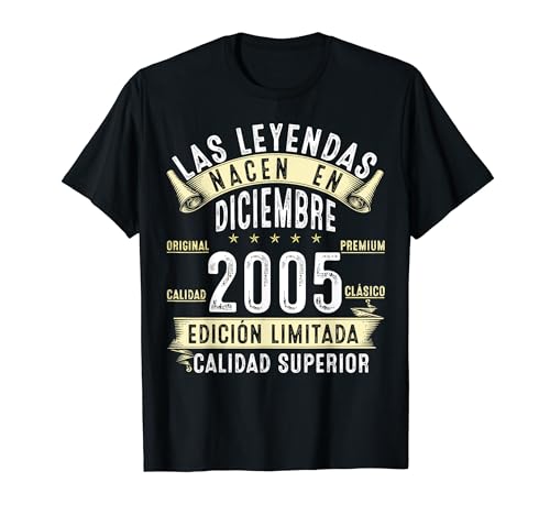 18 Años Cumpleaños Las Leyendas nacen en diciembre de 2005 Camiseta