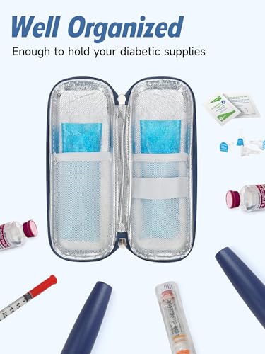 Image of YOUSHARES Portable Insulin Cooler Travel Case - TSA Approved Diabetic Medication Cooling Bag, EVA Insulated Organizer for Epi Pens, Refrigerated Diabetes Supplies Carrying Storage Kit with 2 Ice Pack