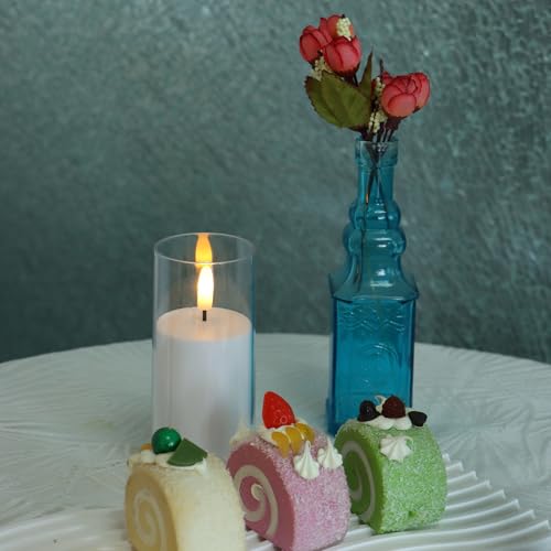 Image of CANDLE CHOICE Indoor Outdoor Flameless Candles with Timer Waterproof Realistic Flickering Battery Operated Pillar LED Lights with Acrylic Shell Wedding Party Christmas Decorations 6 Pack 2 inchx5 inch Clear