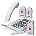 Produktbild Maxcom KXTSOS: Seniorentelefon mit Funk-Notruf-Sender, schnurgebundenes Festnetztelefon mit 3 Umhängesendern, großen Tasten, Adapterstecker, hörgerätekompatibel