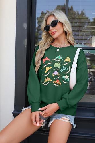 Image of BANGELY Fantastical Sweatshirt Women Cute Embroidered Fantastical Princess Sweater Family Vacation Shirt Long Sleeve Top