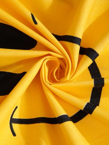Image of Fashion String Microfibre Yellow Smiley Corner Elastic Fitted Double Bedsheet (72x78 Inches) with 2 Pillow Covers