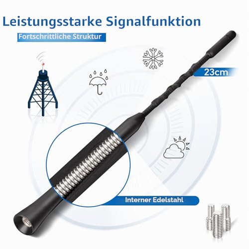 Eightwood Autoantenne FM DAB Autoradio Antenne Dachantenne Auto 23cm Kurz Ersatzantennenstab Auto Antenne mit starker FM/DAB Empfangsfunktion