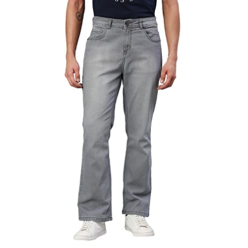Image of HIGH STAR Men Grey Boot Leg Stretchable Jeans