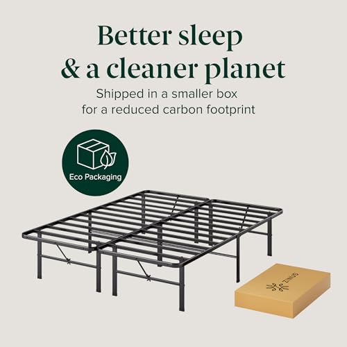 Image of Zinus Rumi 14in Queen Metal Bed Frame, Quick Assembly SmartBase Mattress Foundation, Heavy Duty Sturdy Steel with No Box Spring Needed, Eco-Friendly Packaging, Black