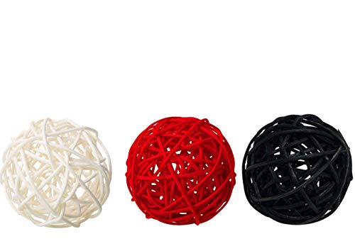 Zorpia 15Pcs 2 Inch Wicker Rattan Balls For Vase Filler, House Ornament, Christmas Tree Garden Wedding Party Coffee Table Decoration,Craft Diy (Black Red White) #TOP2