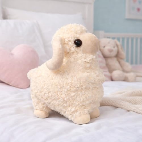 Image of Soft Sheep Plush Toy for Kids | Cute Fluffy Lamb Stuffed Animal for Boys & Girls | Super Soft Hug Toy for Bedroom, Sofa & Gifting | Cream Color