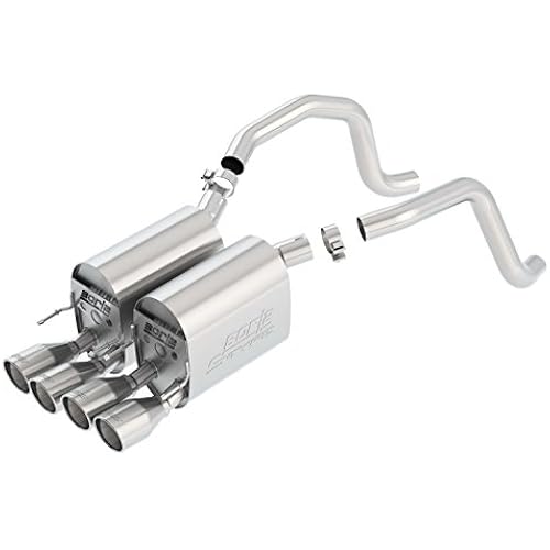 BORLA 11815 Axle-Back Perf. Exhaust System for 2005-2008 Chevrolet Corvette (C6) V8 T-304 Stainless Steel S-Type II Sound Dual Center Rear Exit Dual 4" Round Polished T-304 Stainless Tips On Each Side