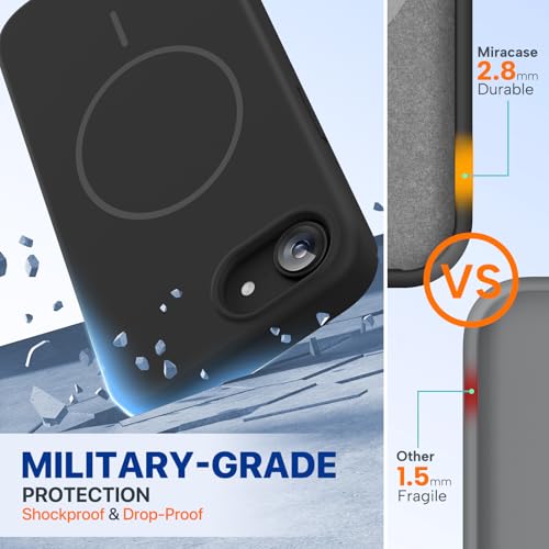 Image of Miracase Magnetic for iPhone 17e Case & iPhone 16e Case, [Soft Anti-Scratch Microfiber Lining], Compatible with MagSafe, Silicone Shockproof Protection Phone Case for iPhone 17 e /16 e, Black