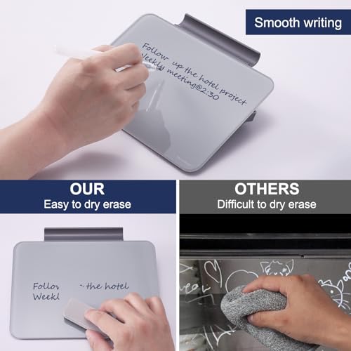 Image of Small Desktop Glass Dry-Erase Whiteboard - 8 X 6 Inches Tabletop Easel Whiteboard with Stand, Desk Board Buddy for Artist, Teacher and Student