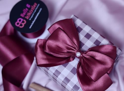 Image of Bells&Whistles Wine Satin Ribbon | Length : 10 Yards, Width : 2 inch |