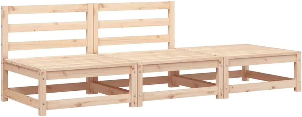 Rustic Outdoor Loveseat Modular 2-Seat Patio Couch Solid Pine Wood 82.7x27.6x26.4 in Beige Weather-Resistant Garden Sofa for Balcony & Terrace