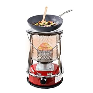 Rode kerosinekachel voor gebruik binnenshuis, 4,6 l, compacte campingkachel, ruimteverwarmer, lichtgewicht, draagbaar, roestvrij staal, oliebrander voor winter, buiten, terras, verstelbare