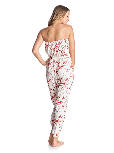 Roxy Junior's Funnel Of Love Printed Woven Romper, Fiery Orange Shelter Floral Pattern, Large #TOP1