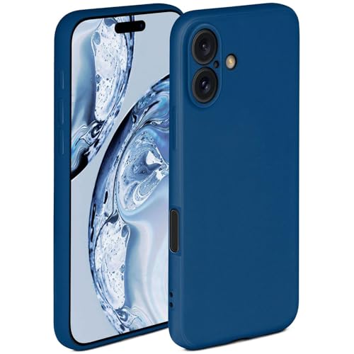 Coque silicone iPhone 16 Plus bords surélevés antichoc double couche bleu mat