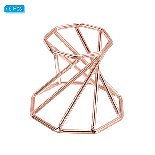 PATIKIL Air Plant Holder, 6 Pack Tillandsia Pot Base Container Metal Air Plant Rack Indoor Planter Stands for Home Rose Gold - Image 3