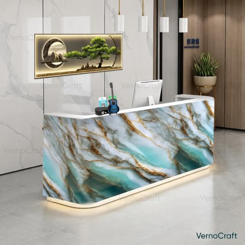 Image of Foil Paper Kitchen Wallpaper Self Adhesive Oilproof Waterproof Heat Resistant PVC Sheet for Countertop Backsplash Furniture and Wall (Sky Blue Marble 60x200cm) 12.92 Square feet Pack of 1