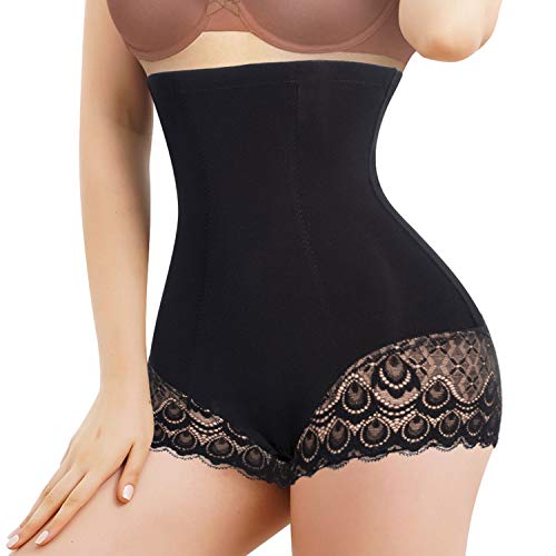 Junlan Femme Panties Culotte Taille Haute Sculptante Gaine Amincissante Ventre Plat Femme Invisible Gainante Minceur Ventre Plat Efficace sous-vêtements (Noir, Medium)