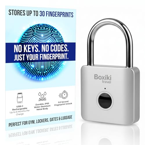 Fingerprint Padlock – Smart Biometric Lock, USB-C Rechargeable Keyless Thumbprint Locker Lock,...