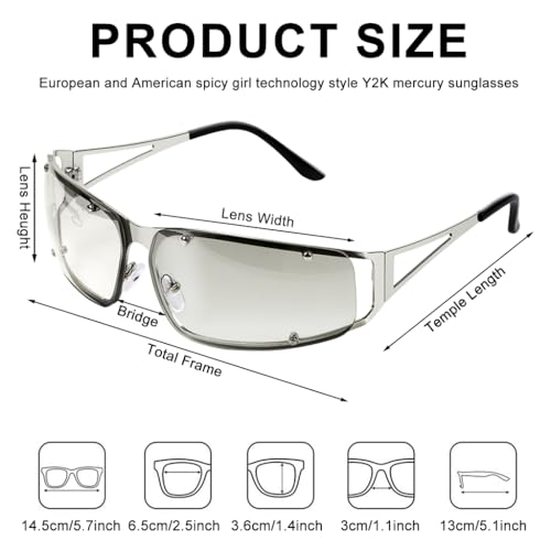 Image of Proberos Sunglasses for Men & Women Stylish, with Leather Glasses Case Set Full Rim Round Sunglasses, Polarized And 100% UV Protected, Y2K Style, 52mm, For Outdoor & Daily Use