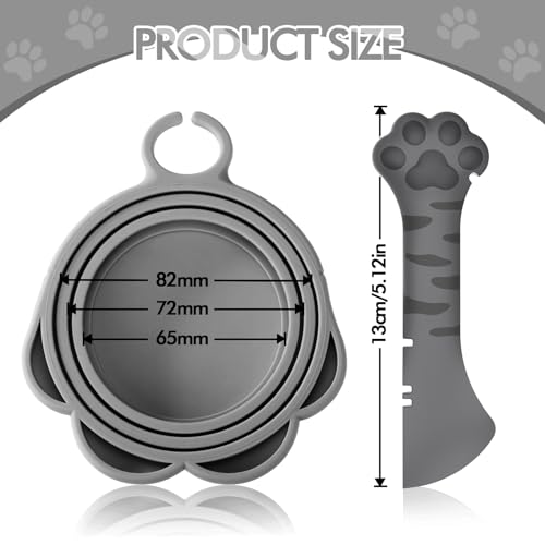 PHOGARY Silikon Dosendeckel Katzenfutter mit Löffel für Haustierfutterdosen, Deckel für Katzenfutter/Hundefutter Dosen, Universal Dosenverschluss, Haustier Futteraufbewahrung, Geschenk (Grau)