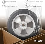 AR-PRO 2-Pack 8" x 2" Solid Run-Flat Replacement Tire with 5/8" Axle & 2" Offset Hub for Hand Trucks Wheelbarrows Dollies Trolleys – Heavy-Duty 176 lbs Load