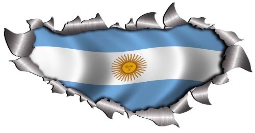 Small Single Flag Of Argentina Metal Rip Open Sticker
