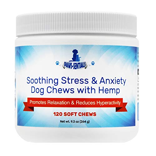 Paws-sentials Soothing Stress & Anxiety Dog Chews Made in USA with Hemp Seed Oil for Dogs - 120 Count