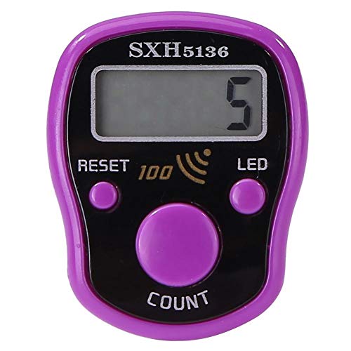 ttnight 0-99999 LCD Display Finger Counter LED Luminous Electronic Tally Counter Digital Counter Manual Mechanical Clicker Number Lap Tracker Counter - Purple