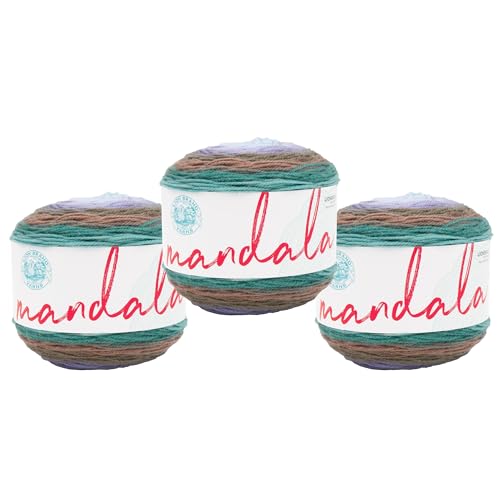 Image of Lion Brand Yarn, Mandala DK Lightweight Yarn for Knitting, Crochet, and Crafts, Bowser, 3 Pack, Self-Striping Acrylic Fiber for Baby Blankets, Multicolor Shawls and Variegated Cardigans