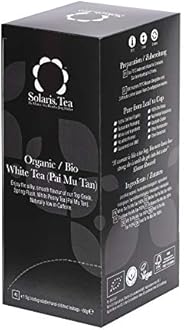 Solaris Tea - Organic White Tea (Pai Mu Tan) | 100% Organic Whole Leaf Tea | Certified Vegan | 40x Biodegradable Stitched Teabags, (1 x 60 g)